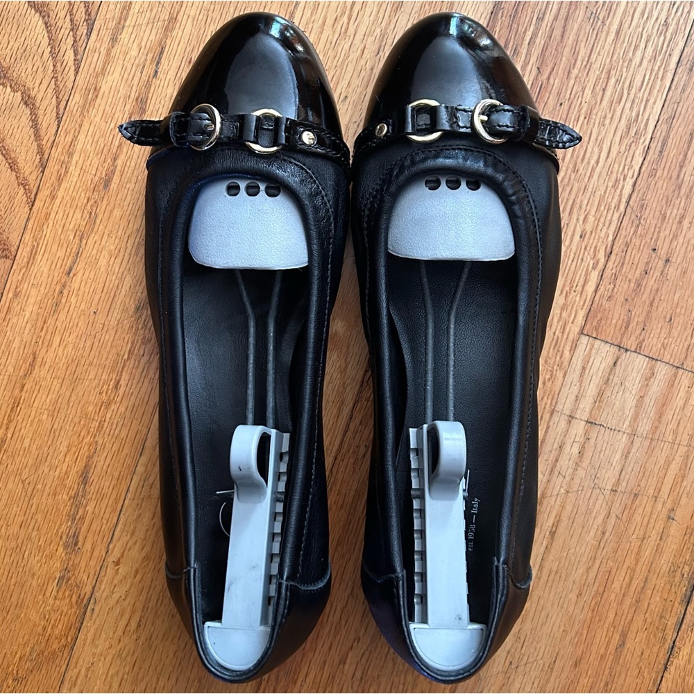 AGL Women’s Italian Leather Ballet Shoes Black Size 7.5 Patent Cap Toe GUC